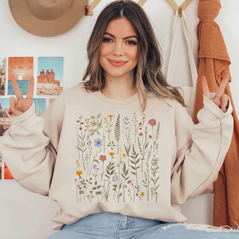 Dried Wildflower Boho Nature Sweatshirt