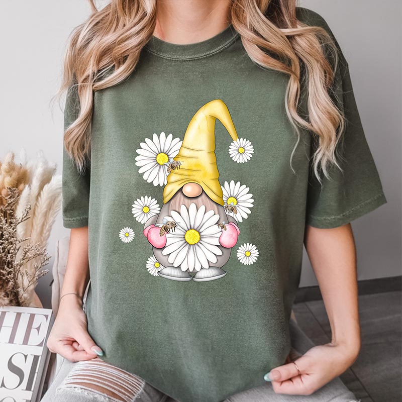 Cute Farmer Gnome Wildflower T-Shirt