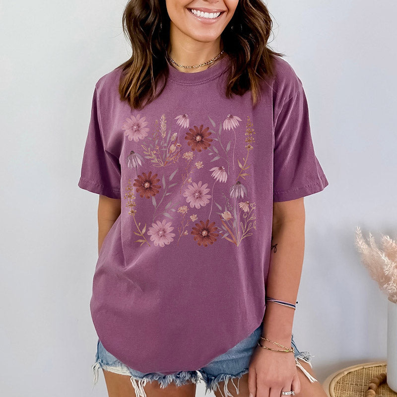 Vintage Pressed  Botanical Wildflowers T-shirt