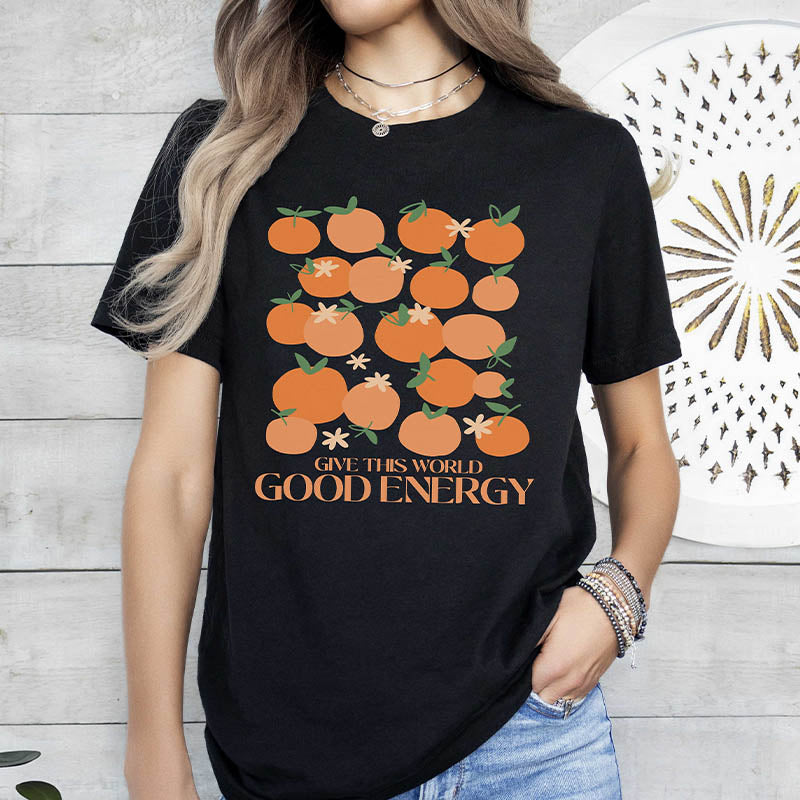 Positive Vibes Orange Inspirational T-Shirt