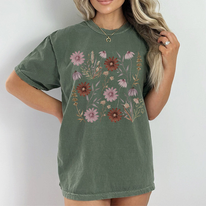 Vintage Pressed  Botanical Wildflowers T-shirt