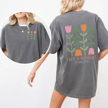 Take a Moment to Breathe Mental Health Flower T-Shirt