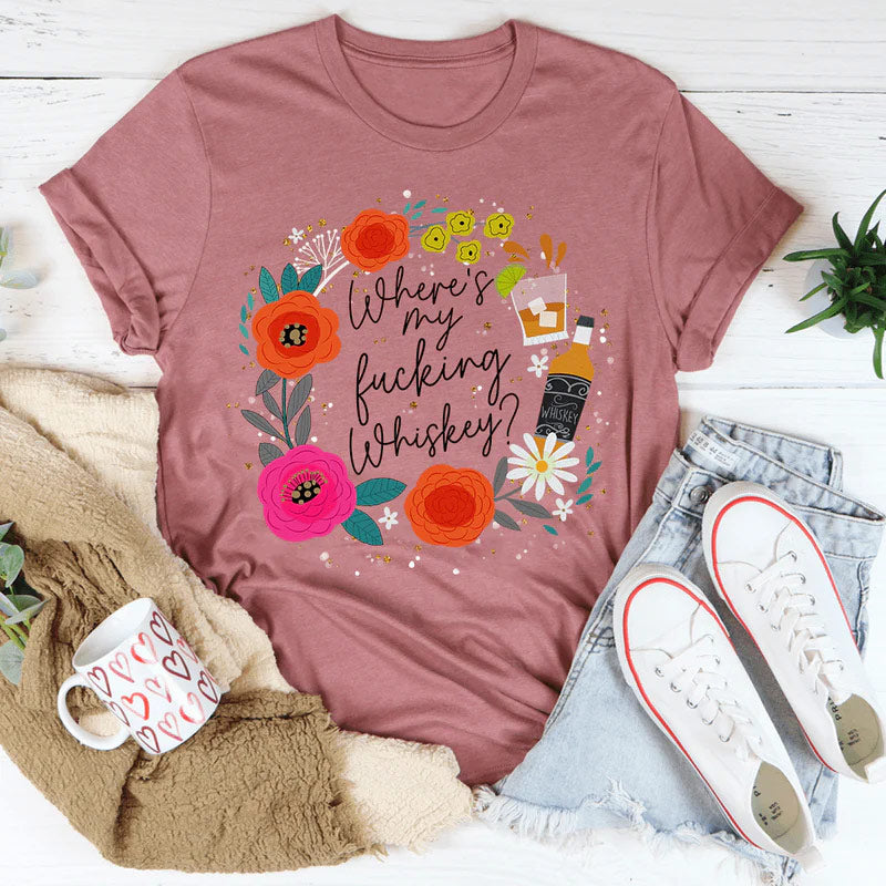 Vintage Pressed Flowers Whiskey T-Shirt