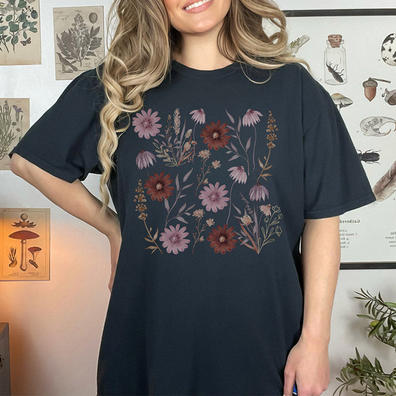 Vintage Pressed  Botanical Wildflowers T-shirt