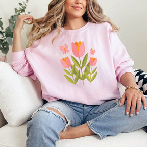 Boho Girl Flowers Tulip Sweatshirt