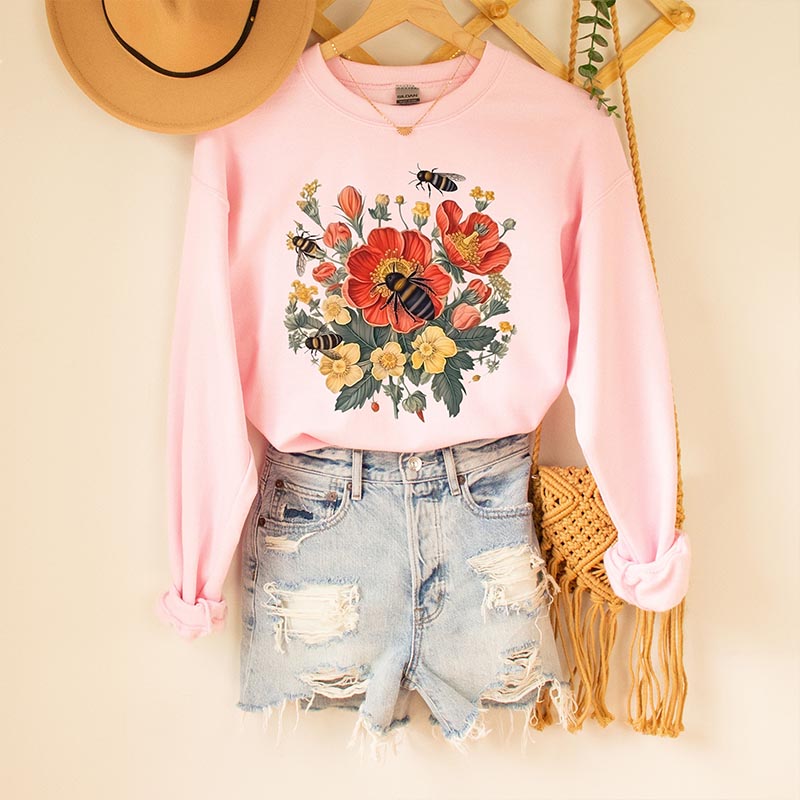 Cute Bee Botanical Sweatshirt