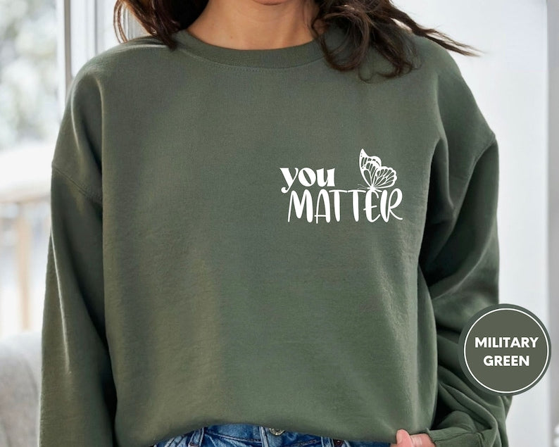 You Matter Deep Breath Blumen-Schmetterlings-Skelett-Sweatshirt 