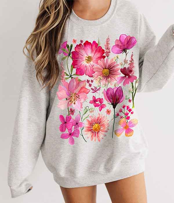 Vintage Wildblumen Pullover Sweatshirt