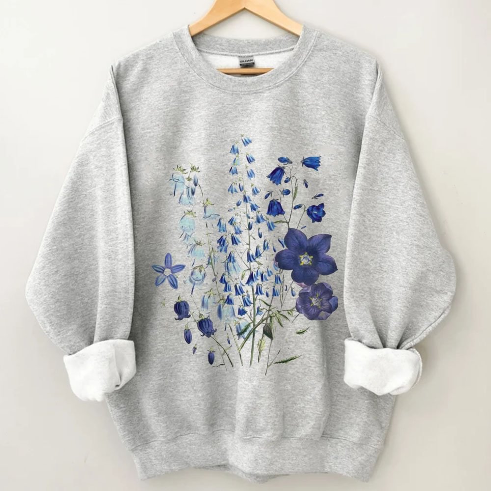 Vintage Pressed Flowers Azure Sweatshirt