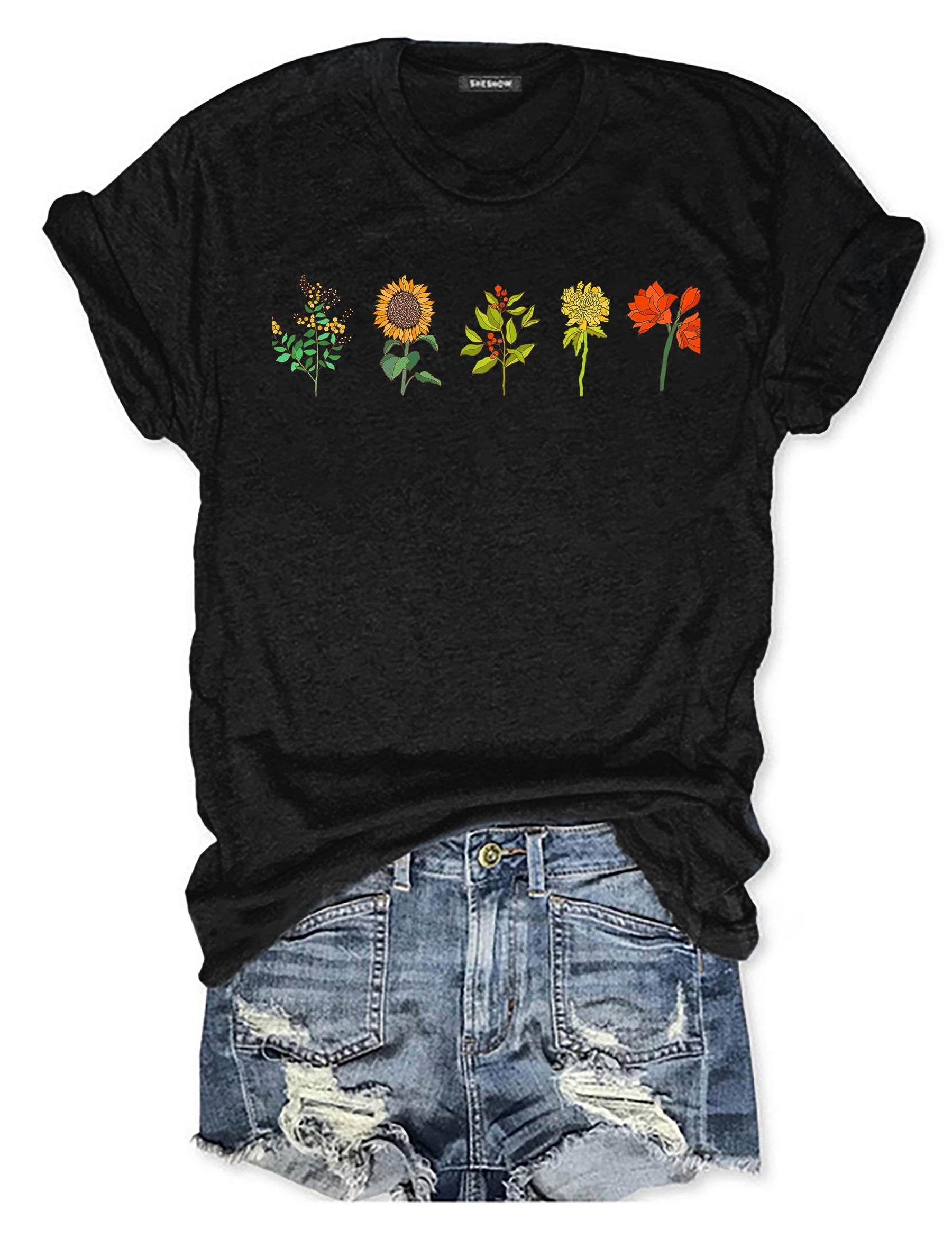 Boho-Sonnenblumen-T-Shirt