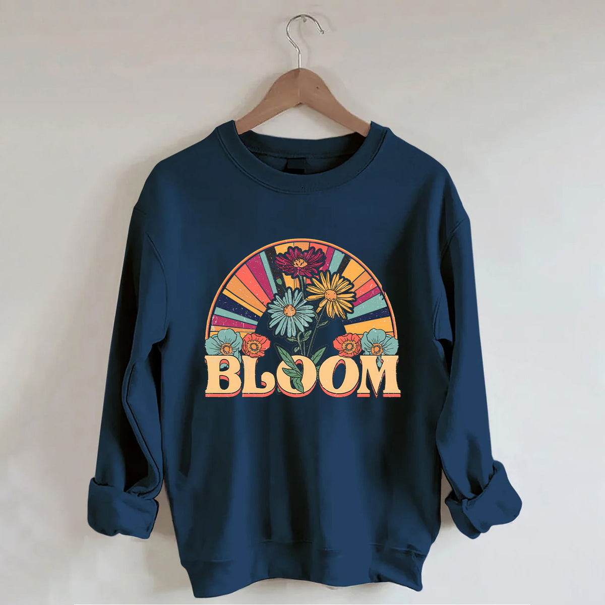 Sweat-shirt à fleurs sauvages rétro Bloom