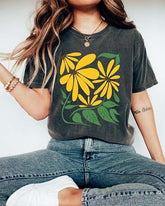 T-shirt floral esthétique tournesol Boho
