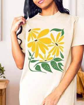 T-shirt floral esthétique tournesol Boho