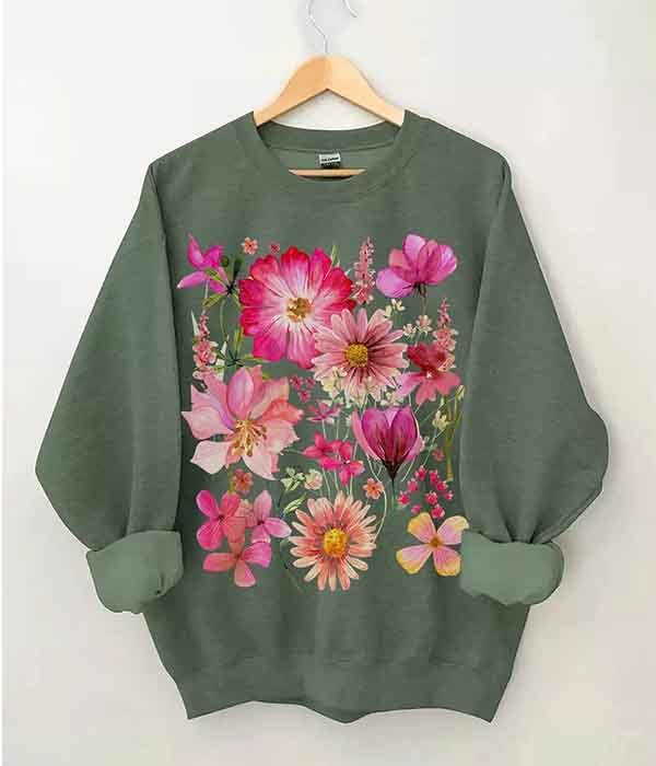 Vintage Wildblumen Pullover Sweatshirt