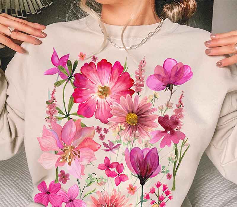 Vintage Wildblumen Pullover Sweatshirt