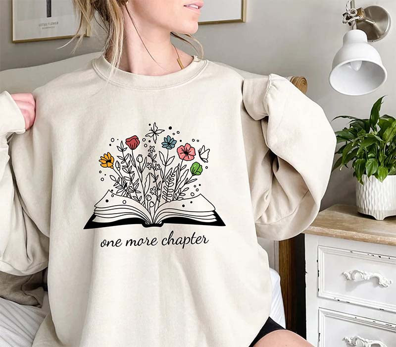 Lustiges Lese-Sweatshirt mit niedlichem grafischem Blumenmuster