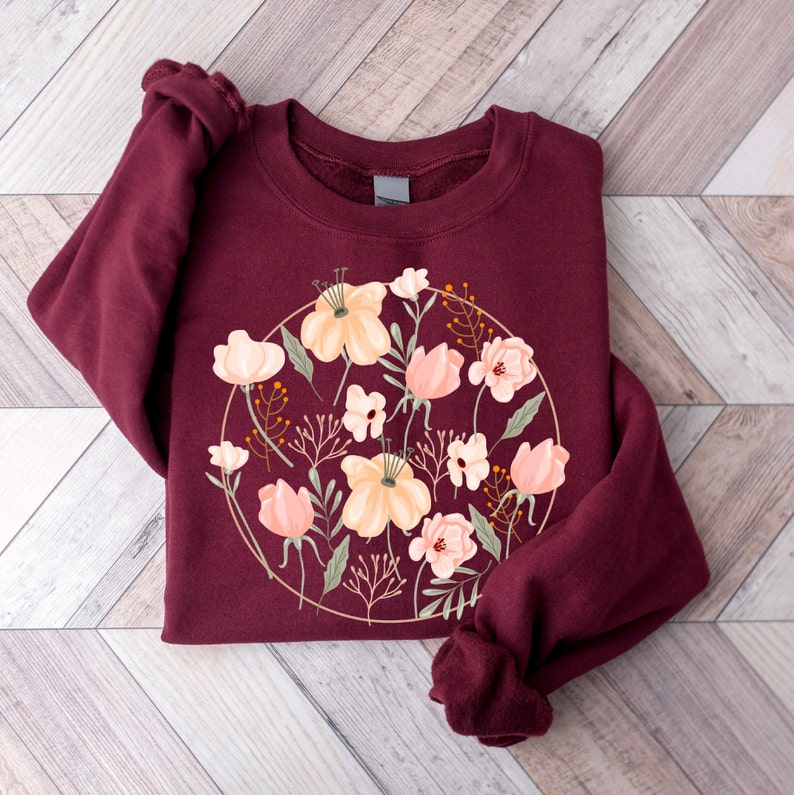 Lässiges Sweatshirt mit Wildblumen-Print