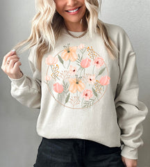 Lässiges Sweatshirt mit Wildblumen-Print