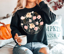 Lässiges Sweatshirt mit Wildblumen-Print