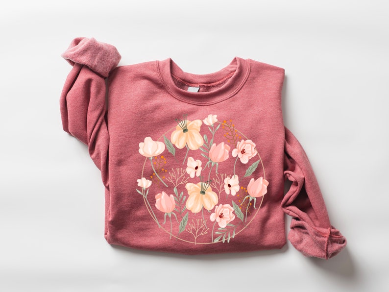 Lässiges Sweatshirt mit Wildblumen-Print