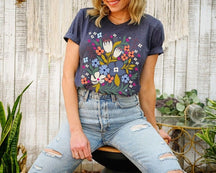 T-shirt décontracté imprimé fleurs sauvages