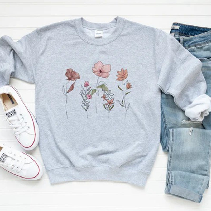 Wildblumen Sweatshirt, Botanische Sweatshirts