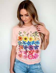 Pressed Flowers Tshirt Boho Wildflowers