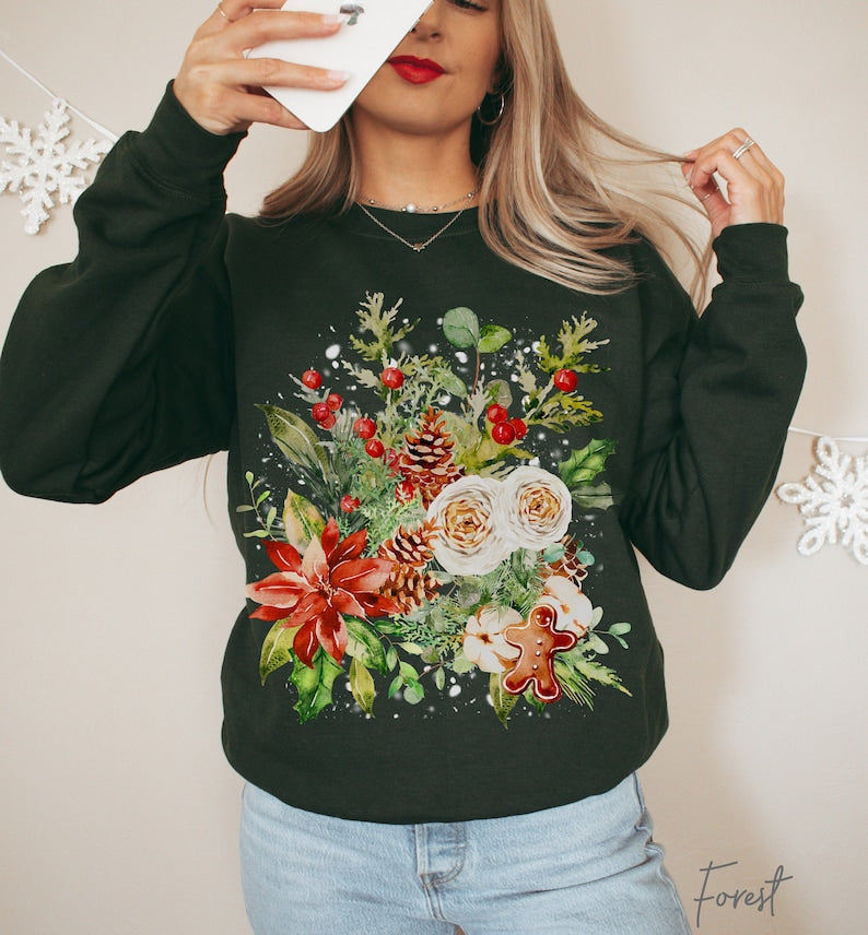 Vintage gepresste Blumen Boho übergroße Wildblumen Sweatshirt 