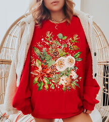 Vintage Pressed Flowers Boho Oversized Wildflowers Sweatshirt