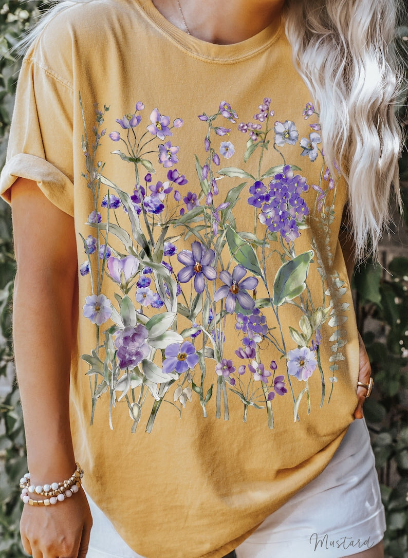 Vintage Pressed Flowers Comfort Colors Shirt