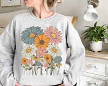 Retro-Gänseblümchen-Blumen-Sweatshirt 