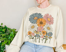 Retro-Gänseblümchen-Blumen-Sweatshirt 