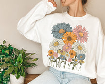 Retro-Gänseblümchen-Blumen-Sweatshirt 