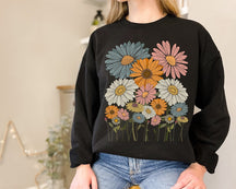 Retro-Gänseblümchen-Blumen-Sweatshirt 