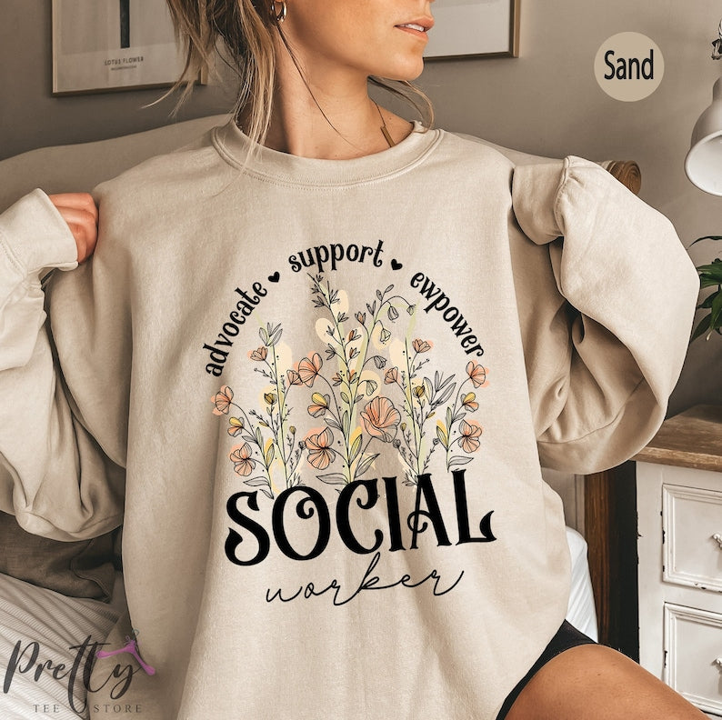 Sozialarbeiter-Wildblumen-Sweatshirt-Schulsozialarbeiter-Geschenke 