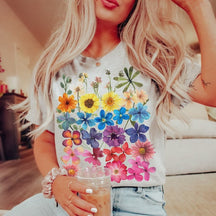 Pressed Flowers Tshirt Boho Wildflowers