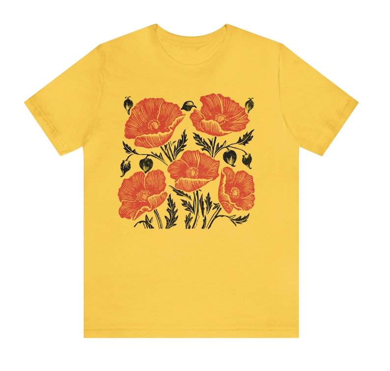 Vintage Poppy Botanical Shirt Cottage Core Floral Shirt