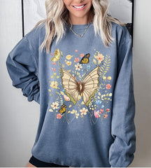 Vintage Cottagecore Schmetterling Wildblumen Sweatshirt 