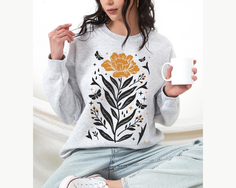 Unisex Boho Flower Oversized Sweatshirt