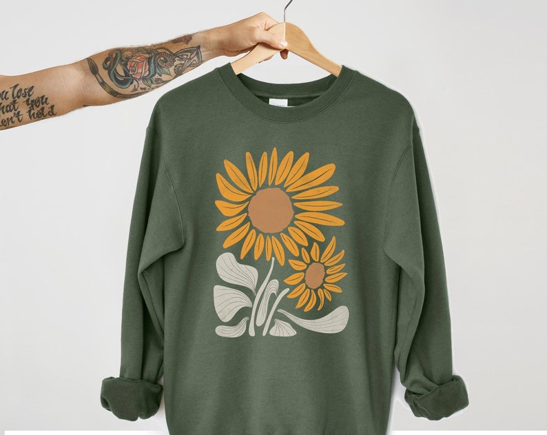 Sonnenblumen Sweatshirt Boho Wildblumen Sweatshirt