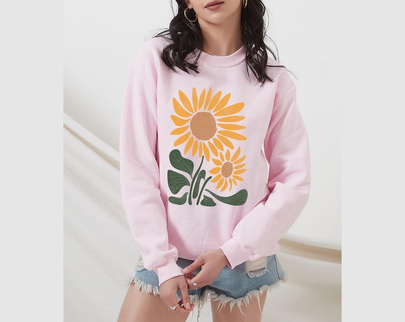 Sonnenblumen Sweatshirt Boho Wildblumen Sweatshirt