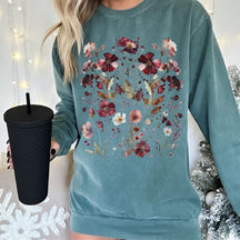 Vintage Wildblumen Sweatshirt Boho BlumenPullover 