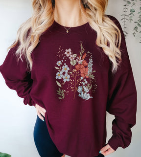 Sweat à capuche fleurs pressées vintage fleurs sauvages