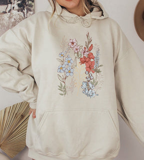 Sweat à capuche fleurs pressées vintage fleurs sauvages