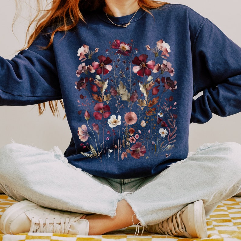 Vintage Wildblumen Sweatshirt Boho BlumenPullover 