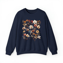 Vintage Sweatshirt mit gepressten Blumen. Übergroßes Wildblumen-Sweatshirt