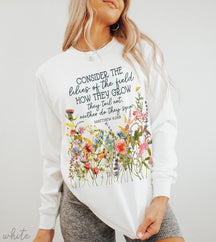 Gepresste Blumen Comfort Colors Langarm-Sweatshirt 