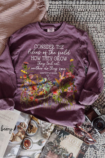 Gepresste Blumen Comfort Colors Langarm-Sweatshirt 