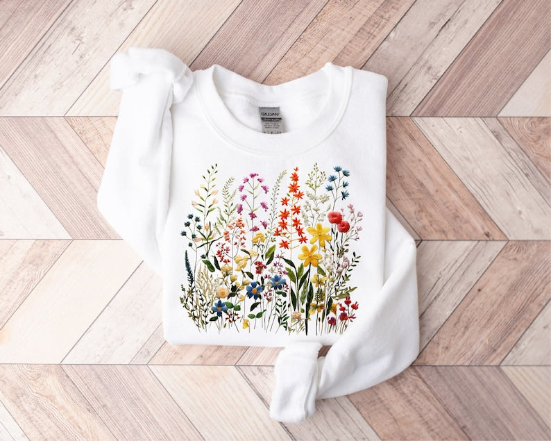 Wild Flowers Sweatshirt Sweatshirt mit botanischem Muster