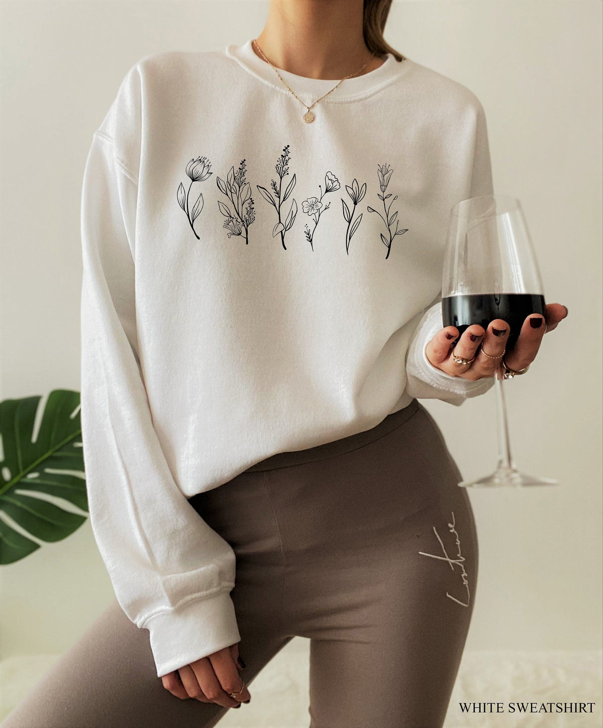 Einfaches botanisches Blumenliebhaber-Geschenk, bequemes Rundhals-Sweatshirt